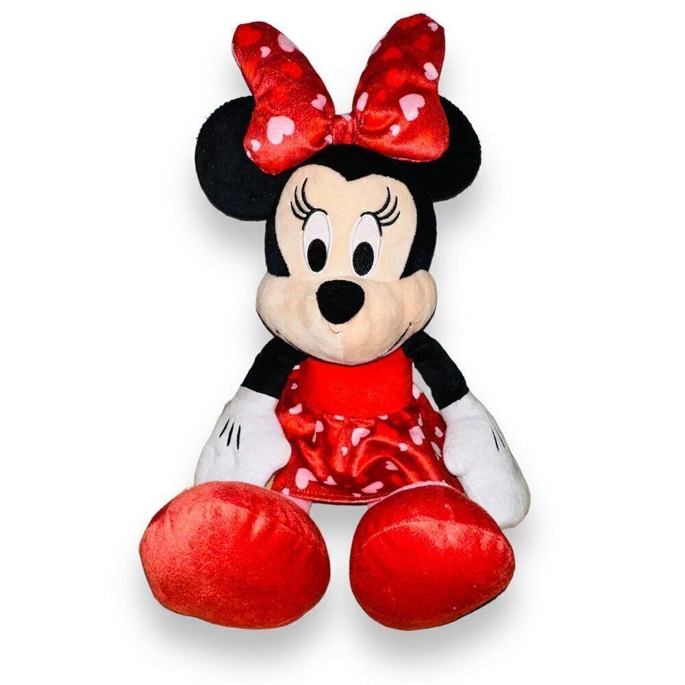 DISNEY MINNIE MOUSE Large Tall Plush Stuffed Doll - Red w-White Polka Dots Plush